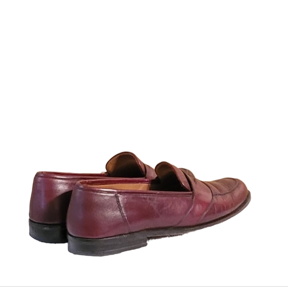 Men Vintage Leather Burgundy Loafers By Magnanni Size 8M Made In Spain - Picture 5 of 11